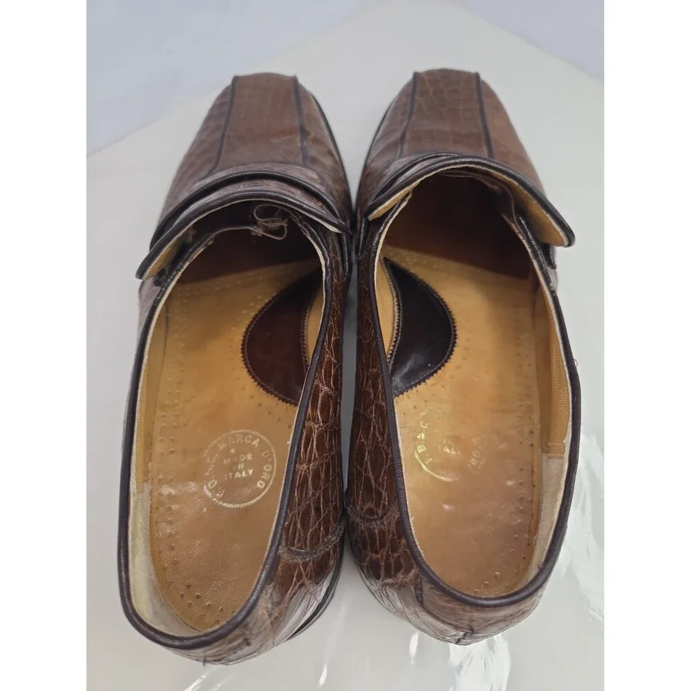 Vintage FBSC Marco D'Oro Italy Genuine Alligator Loafers Mens 9.5 D Excellent